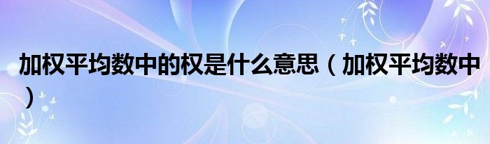 权重是什么意思(权重是什么意思饭圈)